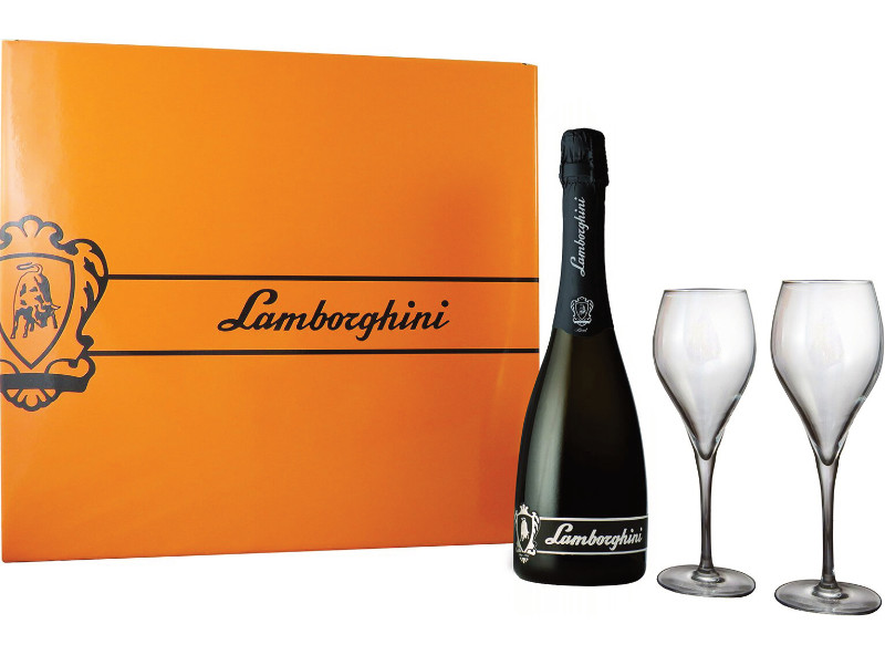 Vin Lamborghini - Coffret cadeau avec bouteille de vin et verres n