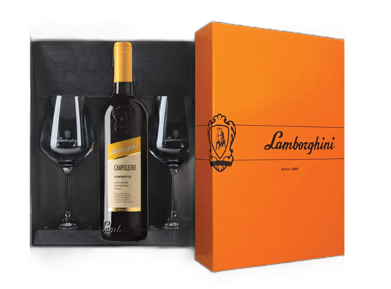 Lamborghini Wine - Geschenkbox mit Flasche und Weingläsern